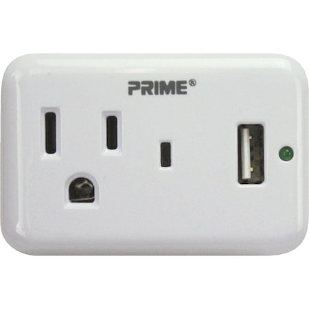 Prime Wire & Cable & Cable 1 Power & 1 USB White Wall Charger PBUSB241S